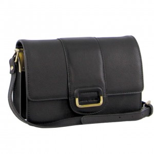 Pierre Cardin Leather Flapover Cross-Body Clutch Clutch Dam Svarta | VGCJPL816