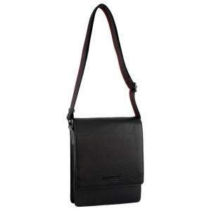 Pierre Cardin Leather Flap-over Cross-Body Bag Crossbody Väska Herr Svarta | YWDECJ482