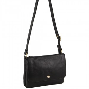 Pierre Cardin Leather Flap-over Crossbody Bag Clutch Dam Svarta | PSAOKR310