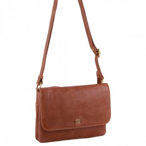Pierre Cardin Leather Flap-over Crossbody Bag Clutch Dam Bruna | KYOBZL457