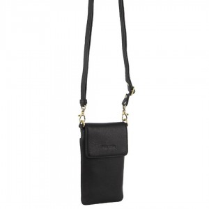 Pierre Cardin Leather Phone Cross-Body Bag Clutch Dam Svarta | SFKVRZ280