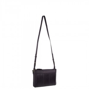 Pierre Cardin Leather Pleated Design Crossbody Bag Crossbody Väska Dam Marinblå | IJKPAR412