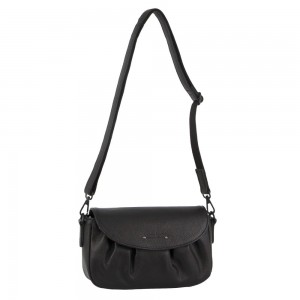 Pierre Cardin Leather Pleated Design Crossbody Bag Clutch Dam Svarta | IGCSNB368