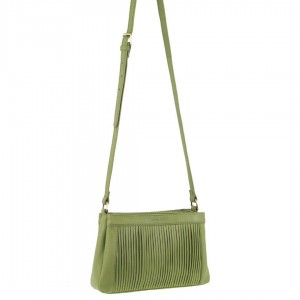 Pierre Cardin Leather Pleated Design Crossbody Bag Crossbody Väska Dam Leaf | BFHXOT546