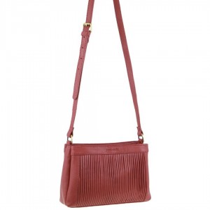 Pierre Cardin Leather Pleated Design Crossbody Bag Crossbody Väska Dam Marsala | ZMBKVN168