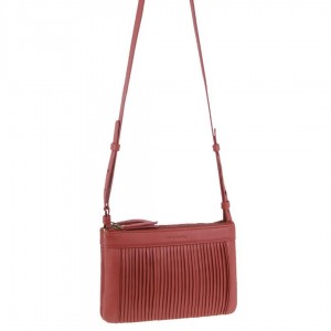 Pierre Cardin Leather Pleated Design Crossbody Bag Crossbody Väska Dam Marsala | TAQBXC436