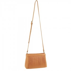 Pierre Cardin Leather Pleated Design Crossbody Bag Crossbody Väska Dam Aprikos | SMTBCF019