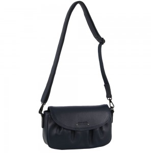 Pierre Cardin Leather Pleated Design Crossbody Bag Clutch Dam Marinblå | MQLVYP042