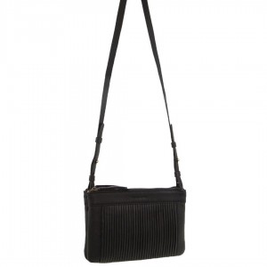 Pierre Cardin Leather Pleated Design Crossbody Bag Crossbody Väska Dam Svarta | JNQZPG267
