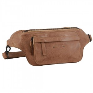 Pierre Cardin Leather Rustic Belt Bag Crossbody Väska Dam Ljusbruna | POCQBF728