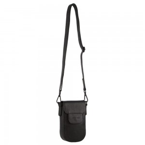 Pierre Cardin Leather Rustic Phone Bag Mobile Phone Wallets Dam Svarta | XHCUMZ107