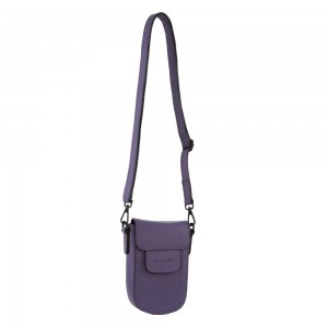 Pierre Cardin Leather Rustic Phone Bag Mobile Phone Wallets Dam Lila | ZMFWVQ931
