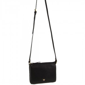 Pierre Cardin Leather Sleek Crossbody Bag Clutch Dam Svarta | GROCUZ471