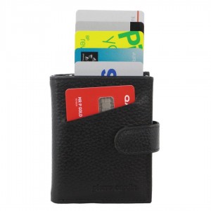 Pierre Cardin Leather Smart Slide Card Holder Tab Wallet Tab Wallets Herr Svarta | UPTIAF175