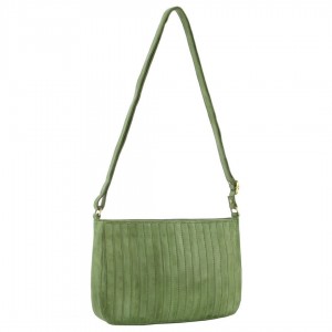 Pierre Cardin Leather Stitch-design Cross-body Bag Crossbody Väska Dam Gröna | HSXDFO957