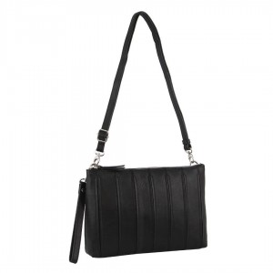 Pierre Cardin Leather Stitch-design Cross-body Bag Crossbody Väska Dam Svarta | ENHPTK385