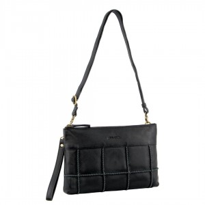Pierre Cardin Leather Stitch-design Cross-body Bag Crossbody Väska Dam Svarta | UOCXNH152