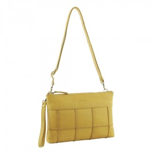 Pierre Cardin Leather Stitch-design Cross-body Bag Crossbody Väska Dam Gula | MZYVGT845