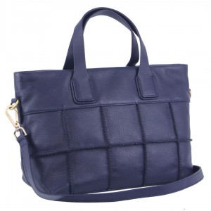 Pierre Cardin Leather Stitch-design Handbag Handbags Dam Marinblå | EBZSIX459