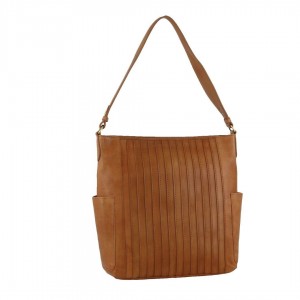 Pierre Cardin Leather Stitch-design Hobo Bag Crossbody Väska Dam Bruna | AYRSMV820