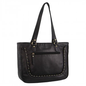 Pierre Cardin Leather Stud Detail Tote Bag Crossbody Väska Dam Svarta | CSJWKG497