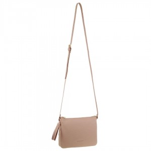Pierre Cardin Leather Tassel Crossbody Bag Clutch Dam Beige | KECMBP945