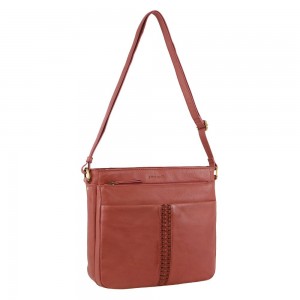 Pierre Cardin Leather Woven-Stich Design Crossbody Bag Crossbody Väska Dam Marsala | GTYKVW398