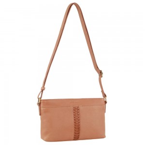 Pierre Cardin Leather Woven Design Crossbody Bag Crossbody Väska Dam Aprikos | FQULVX573