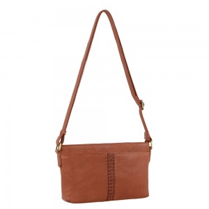 Pierre Cardin Leather Woven Design Crossbody Bag Crossbody Väska Dam Bruna | KNLCUD214