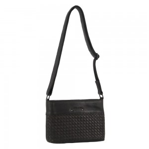 Pierre Cardin Leather Woven Embossed Cross-Body Bag Crossbody Väska Dam Svarta | WRYMBX426