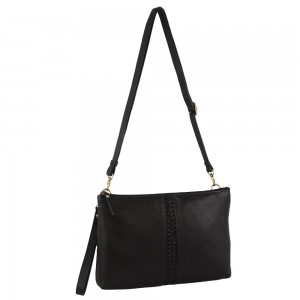 Pierre Cardin Leather Wristlet Crossbody Bag Crossbody Väska Dam Svarta | AZKCIN263