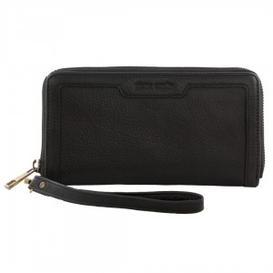 Pierre Cardin Leather Zip around wallet w Wristlet Dragkedja Runt Plånbok Dam Svarta | FTSRBH682