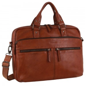 Pierre Cardin Multi-Compartment Leather Computer Bag Crossbody Väska Herr Bruna | KSOUJB158