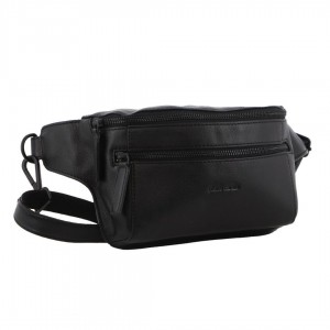 Pierre Cardin Pirre Cardin Leather 3-Way Sling Bag Crossbody Väska Herr Svarta | KAFCEZ851