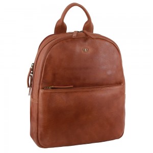 Pierre Cardin Rustic Leather Business Backpack Computer Bag Ryggsäckar Dam Bruna | EAUORT962