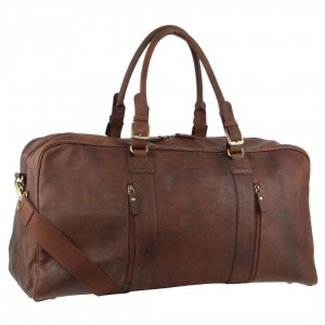 Pierre Cardin Rustic Leather Business Overnight Bag Overnight Bags Travel Choklad | JALVUX925