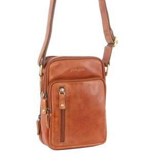 Pierre Cardin Rustic Leather Cross-Body Bag Crossbody Väska Herr Bruna | IVZPLJ473
