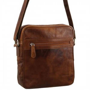 Pierre Cardin Rustic Leather iPad Bag Crossbody Väska Herr Bruna | LUTAGQ264