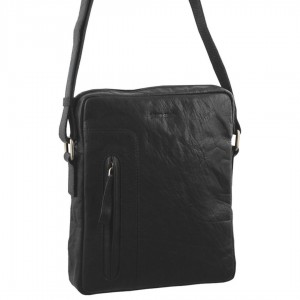 Pierre Cardin Rustic Leather iPad Bag Crossbody Väska Herr Svarta | JDZNPY879