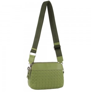 Pierre Cardin Webbing Strap Leather Crossbody Bag Crossbody Väska Dam Leaf | IPBQUA946