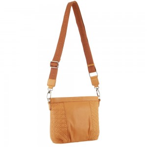 Pierre Cardin Webbing Strap Leather Crossbody Bag Handbags Dam Aprikos | WIUOGY590