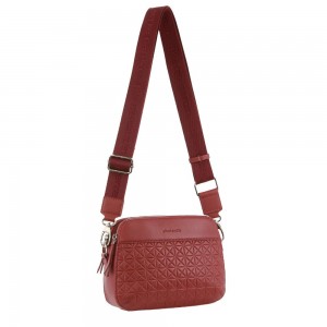Pierre Cardin Webbing Strap Leather Crossbody Bag Crossbody Väska Dam Marsala | SMYLWQ823