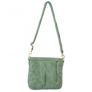 Pierre Cardin Woven Embossed Leather Crossbody Bag Crossbody Väska Dam Gröna | KOYLNG274
