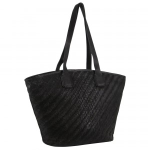 Pierre Cardin Woven Embossed Leather Shoulder Bag Handbags Dam Svarta | KMQLNV057