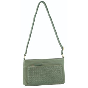 Pierre Cardin Woven Leather Blazer Bag Crossbody Väska Dam Gröna | FWOZRD293