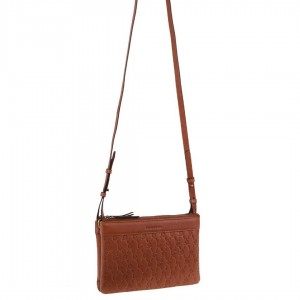 Pierre Cardin leather Pleated-Design Cross-Body Bag Crossbody Väska Dam Bruna | GVMNIP263