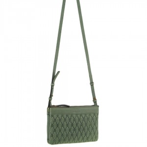 Pierre Cardin leather Pleated-Design Cross-Body Bag Crossbody Väska Dam Olivgröna | JBVNEQ062