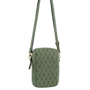 Pierre Cardin leather Textured Design Phone Bag Clutch Dam Olivgröna | CBDEWJ495
