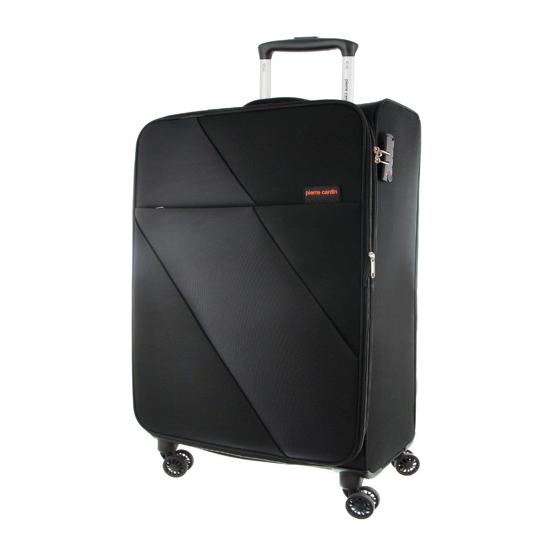 Pierre Cardin 55cm CABIN Soft-Shell Suitcase Soft Shell Cases Travel Svarta | RJIPWV785