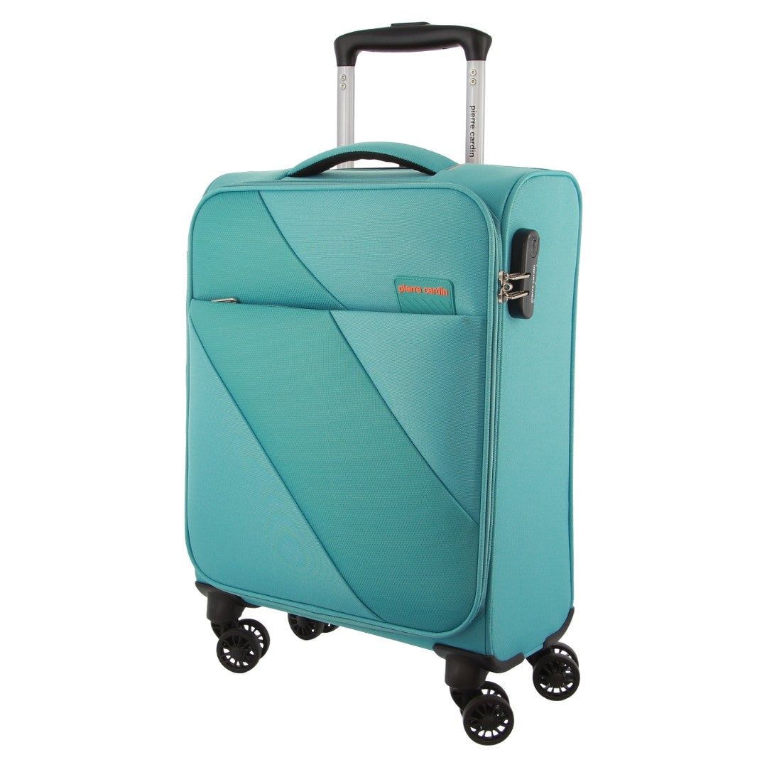 Pierre Cardin 55cm CABIN Soft-Shell Suitcase Soft Shell Cases Travel Turkos | PQMLIC157